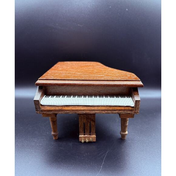 Vtg Concord Dollhouse Miniature Grand Piano Bench Stool With Box Med Oak Color - Picture 1 of 16